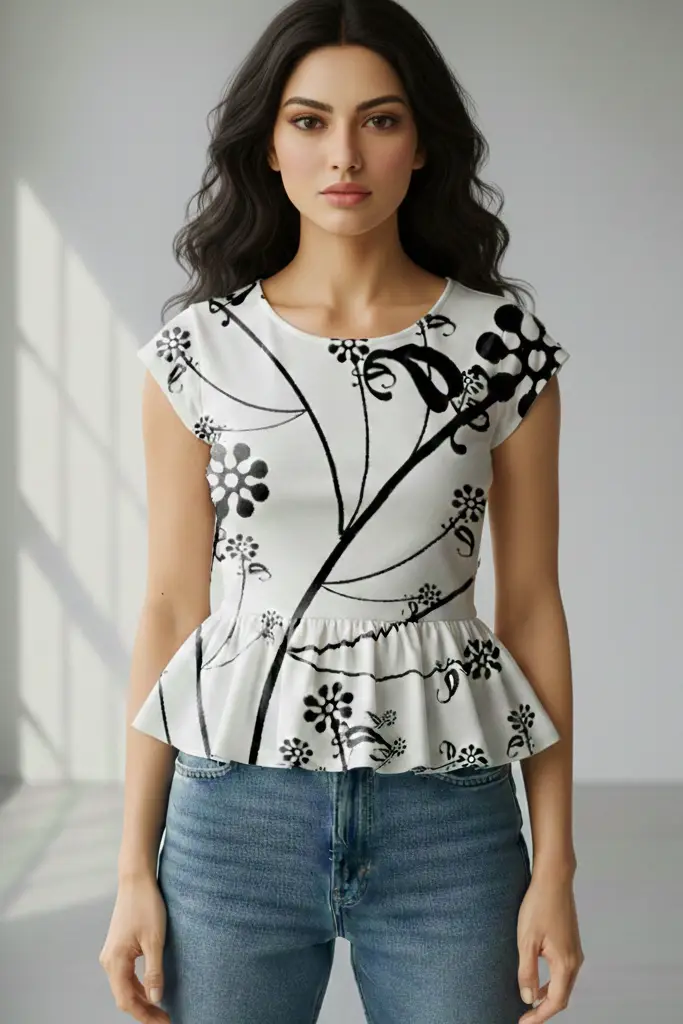 [PSY-TIT-NOS-CROP TOP  SX] The Ixora Trees Peplum Top (SX)