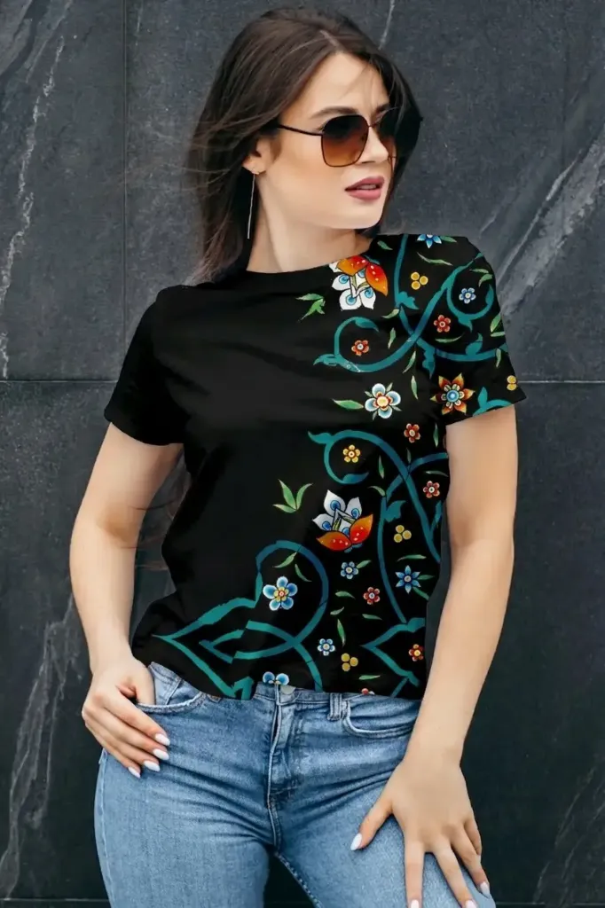 [PSY-TCP-NOS-S] The Climbing Plants Embroidered T-Shirt Top (S)