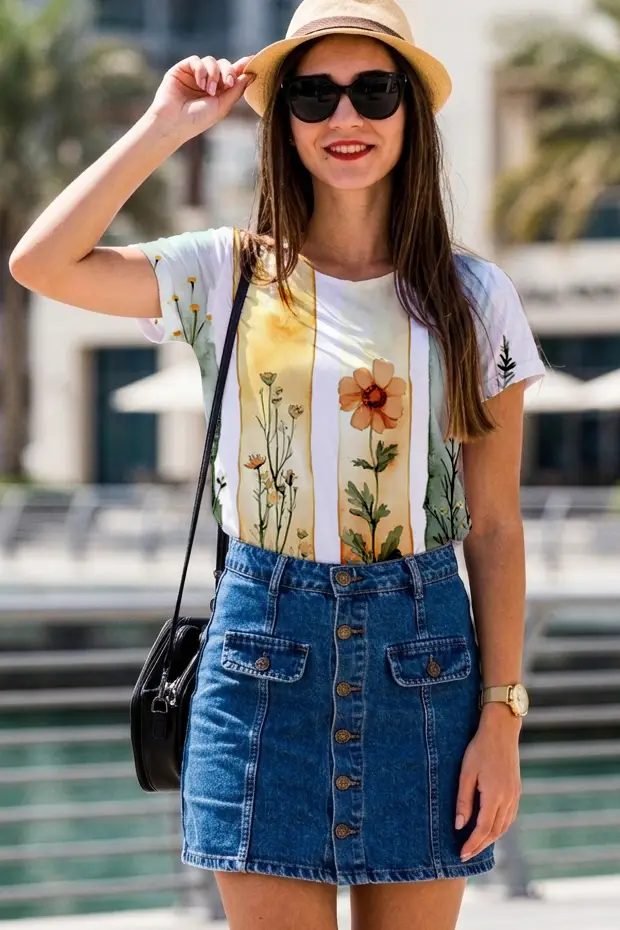 [PSY-TFB-NOS-S] The Flower Bands Embroidered T-Shirt Top (S)