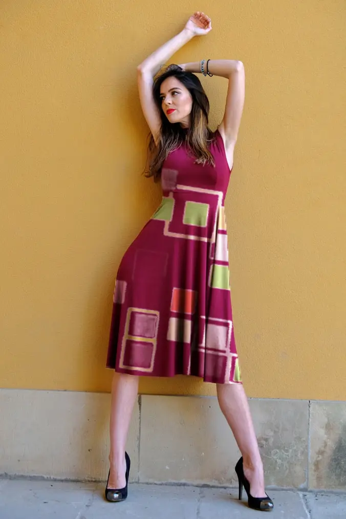 [PSY-TSL-MRN-S] The Square Crew Loungewear Dress (S, Maroon)