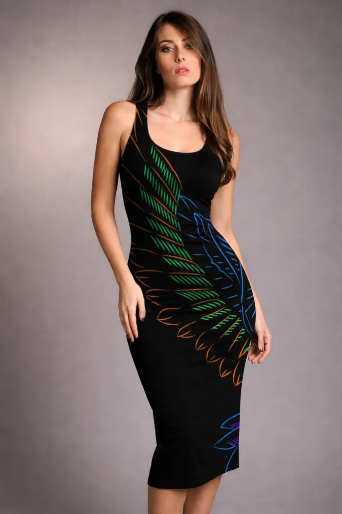 [PSY-TWB-NOS-S] The Wings Bodycon Embroidered Dress (S)