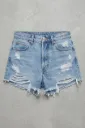 PSY Shredded Light-Wash Shorts