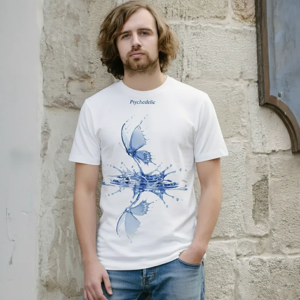 The Blue Butterfly T-Shirt (S, White)